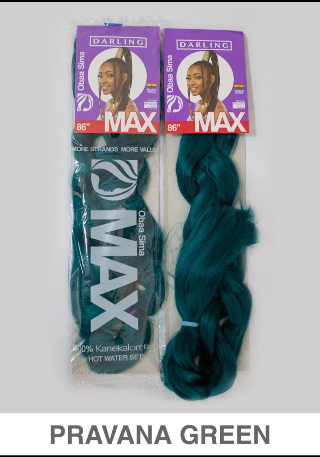 Darling Obaa Sima Max braiding hair extensions in green colour